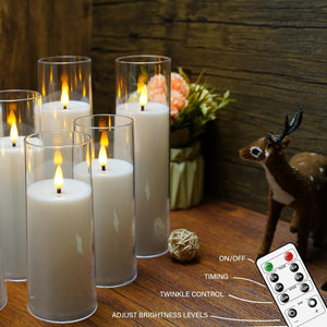 Flickering Flameless Candles Battery Operated with Remote and 2/4/6/8 H Timer Plexiglass Led Pillar Candles Pack of 9