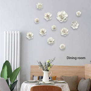 Ceramic Flower Wall Décor Artificial 3D Flower Wall Art for Living Room, 4.72 inches