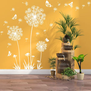 Romantic Flying Dandelion Wall Stickers Freedom Butterflies Seeds Mural Home Decor