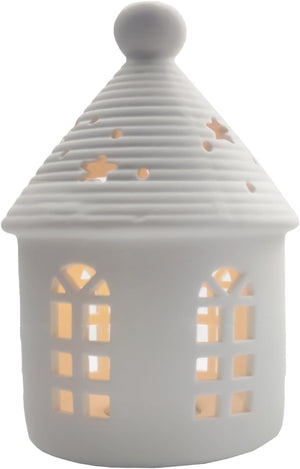 Ceramic Lighthouse Home Decoration Tabletop Handcarved Porcelain Figures with LED light Battery Included