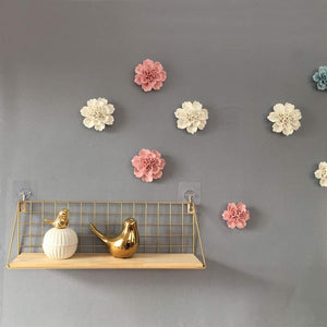 Ceramic Wall Flowers 3D Handmade Art Decor Wall Hanging Decorative White Peony