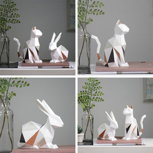 Cat Statue Sculpture Modern Figurine Decor Home Gifts Table Centerpiece Crafts Polyresin Arts 7.3inch