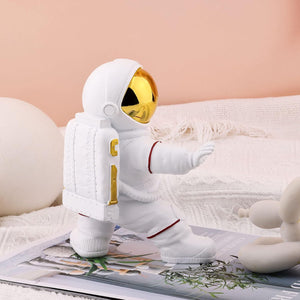 Astronaut Figurine Room Decor for Men White and Gold Kung Fu Astronaut Statues