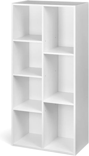 7 Cube Organizer Bookcase, White, 9.25 x 19.49 x 41.73 inch