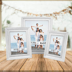 4x6 Picture Frames (3 Pack, White) Rustic Photo Frame Set with High Definition Glass