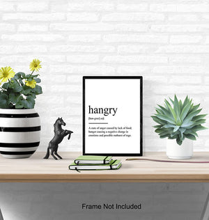 Hangry Definition Wall Art Print Typography - 8x10 Unframed Photo Decor Gift