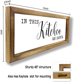 Funny Farmhouse Kitchen Sign Wall Decor (16 X 6 inch, White- Kitchen-01)