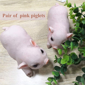 Animal Garden Gnomes Statue Cute Pig Funny Outdoor Sculpture Resin Lawn Ornaments (Two Piglets)
