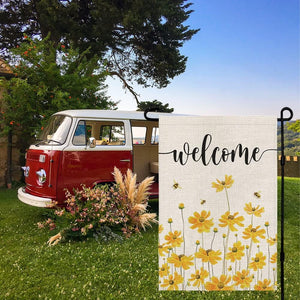 Spring Summer Garden Flag Floral Welcome Double Sided Outside Vertical Holiday Yard Decor, 12×18 Inches