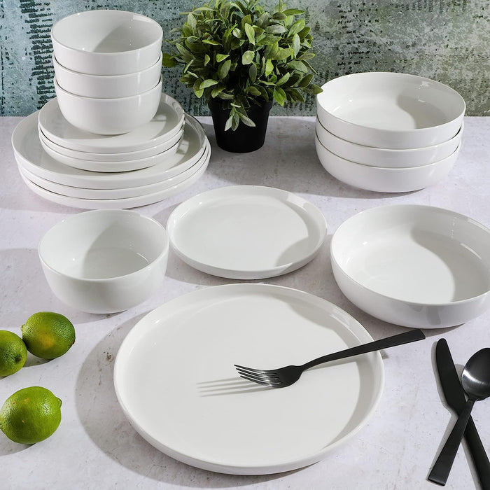 Porcelain Dinnerware Set, Service for 4 (16pcs), White