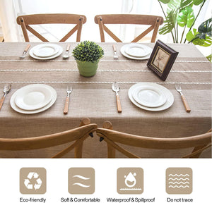 Rectangle Table Cloth Cotton Linen Tablecloth Waterproof Spillproof Wrinkle Free, Beige, 58''x86'', 6-8 Seats