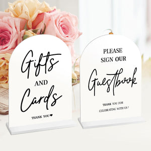 2 Pcs White Acrylic Wedding Signs for Ceremony and Reception, 5x7 Inch Wedding Gift Table Sign