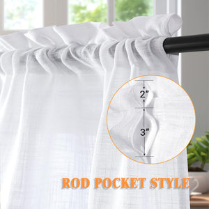 Top Nature Textured Sheer Curtains 72 Inch Length for Bedroom Sheer Drapes White, 52”W x 72”L, Set of 2