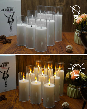 Flickering Flameless Candles Battery Operated with Remote and 2/4/6/8 H Timer Plexiglass Led Pillar Candles Pack of 9