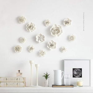 Ceramic Flower Wall Décor Artificial 3D Flower Wall Art for Living Room, 4.72 inches