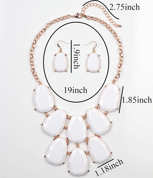 Chunky Bubble Statement Collar Necklace with Earrings for Women