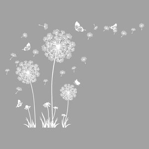 Romantic Flying Dandelion Wall Stickers Freedom Butterflies Seeds Mural Home Decor