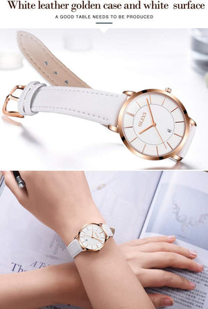 Women's Watches for Ladies Female Wrist Watch Leather Band Waterproof Thin Minimalist Casual Simple Dress Quartz Analog with Date Calendar