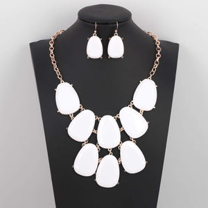 Chunky Bubble Statement Collar Necklace with Earrings for Women