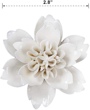 Ceramic Wall Flowers 3D Handmade Art Decor Wall Hanging Decorative White Peony