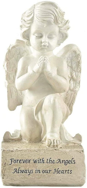 Praying Angel Figurines, White Cherub Home Garden Memorial Angel Sculpture, 6.5 inches