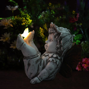 Garden Flower Fairy Outdoor Solar Decor for Outside Angel Gifts, 7.91 Inches Tall