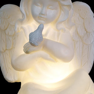 Decorative Little Girl Angel Garden Stake, LED Light, Cute Outdoor Yard and Pathway Decor, 5 x 5 x 30 Inch