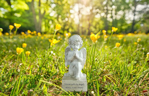 Praying Angel Figurines, White Cherub Home Garden Memorial Angel Sculpture, 6.5 inches