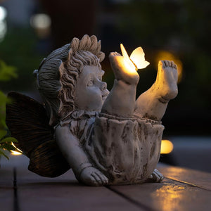 Garden Flower Fairy Outdoor Solar Decor for Outside Angel Gifts, 7.91 Inches Tall