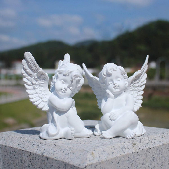 Set of 2 Cherubs Angels Resin Garden Statue Figurine Decor