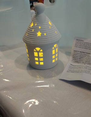 Ceramic Lighthouse Home Decoration Tabletop Handcarved Porcelain Figures with LED light Battery Included