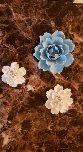 Ceramic Wall Flowers 3D Handmade Art Decor Wall Hanging Decorative White Peony