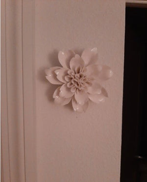 Ceramic Wall Flowers 3D Handmade Art Decor Wall Hanging Decorative White Peony