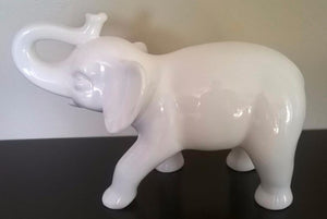 Ceramic Elephant Figurine, White (Large)