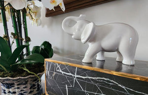 Ceramic Elephant Figurine, White (Large)