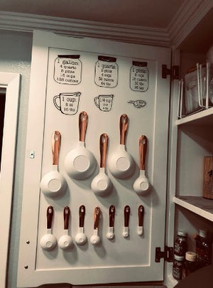 12 PC Measuring Cups Set and Measuring Spoon Set with Copper Coated Stainless Steel Handles, White