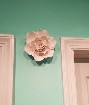 Rose Ceramic Flower Wall Decor Artificial 3D Flower Wall Art Home Decor