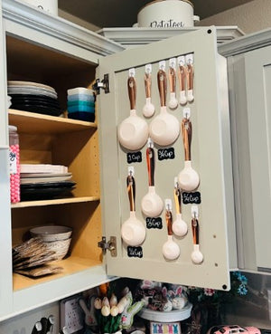 12 PC Measuring Cups Set and Measuring Spoon Set with Copper Coated Stainless Steel Handles, White