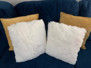 Set of 2 Decorative Throw Pillow Covers 18x18, Pure White Fluffy Pillowcases