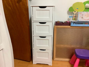 Bathroom Floor Cabinet with 4 Drawers, with Anti-Tipping Device, Freestanding Side Storage