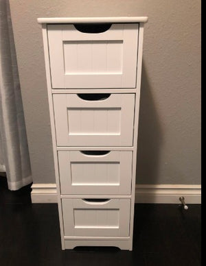 Bathroom Floor Cabinet with 4 Drawers, with Anti-Tipping Device, Freestanding Side Storage