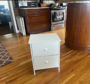 White Nightstand 2 Drawer for Bedroom, Small Night Stand with Fabric Drawers End Table