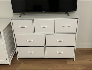 Dresser with 7 Drawers, Dressers for Bedroom, Fabric Storage Tower, Hallway, Entryway, White