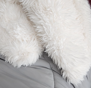 Luxury Fluffy Faux Fur Throw Blanket with Long Pile, Warm Fuzzy Ivory White Throw Blankets